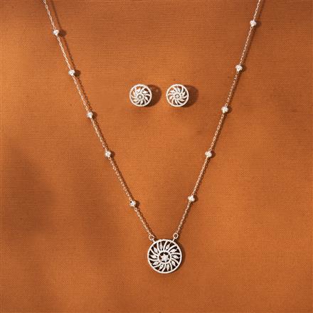 American Diamond Classic Pendant Set With Rhodium Plating