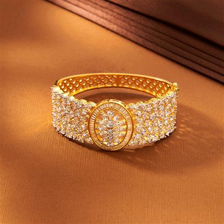 American Diamond Classic Kada With 2 Tone Rhodium Plating