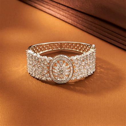 American Diamond Classic Kada With 2 Tone Rhodium Plating