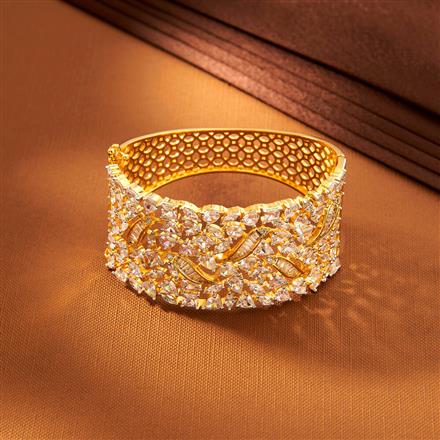 American Diamond Broad Kada With 2 Tone Rhodium Plating