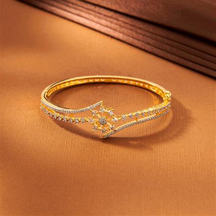 American Diamond Openable Kada With 2 Tone Rhodium Plating
