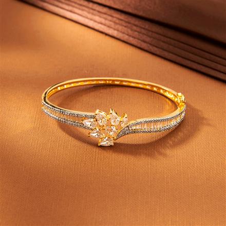 American Diamond Openable Kada With 2 Tone Rhodium Plating