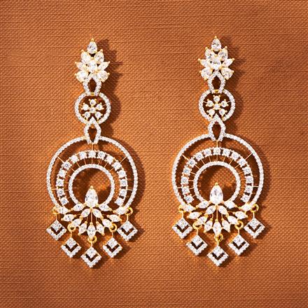 American Diamond Classic Earring With 2 Tone Rhodium Plating