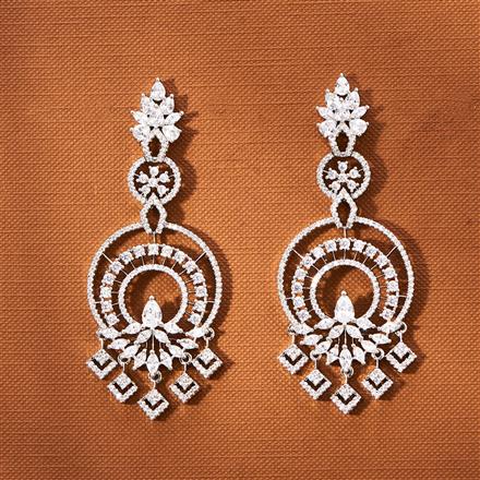 American Diamond Classic Earring With 2 Tone Rhodium Plating