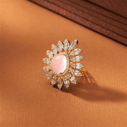 American Diamond Adjustable Ring With 2 Tone Plating