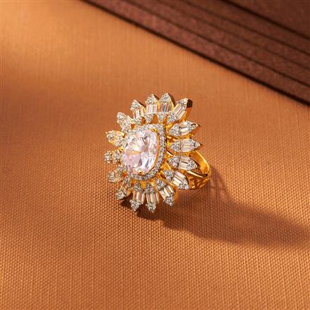 American Diamond Adjustable Ring With 2 Tone Plating