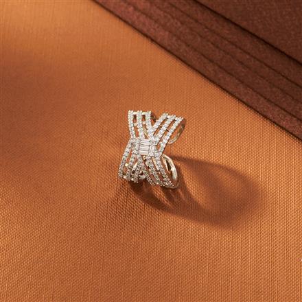 American Diamond Adjustable Ring With Black 2 Tone Rhodium plating