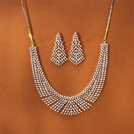 American Diamond Classic Necklace With 2 Tone Rhodium Plating