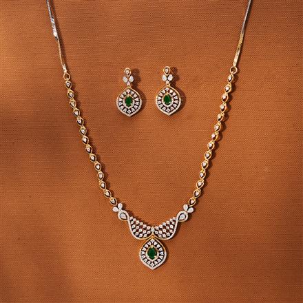 American Diamond Classic Necklace With 2 Tone Plating