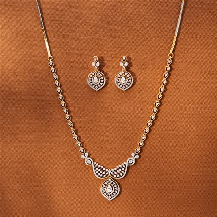 American Diamond Classic Necklace With 2 Tone Plating