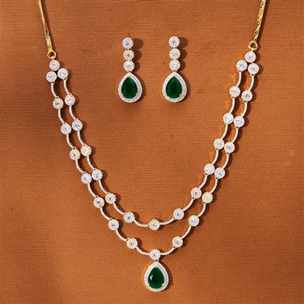 American Diamond Classic Necklace With 2 Tone Plating