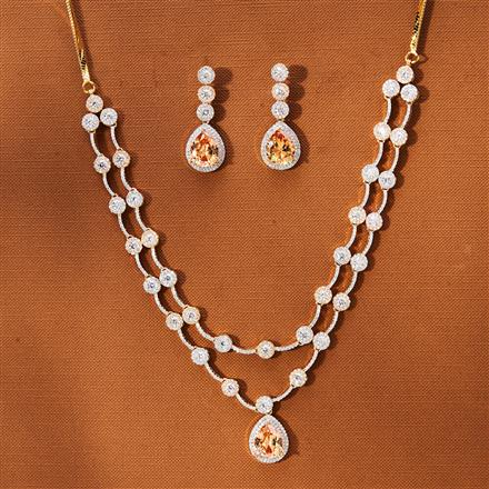 American Diamond Classic Necklace With 2 Tone Plating