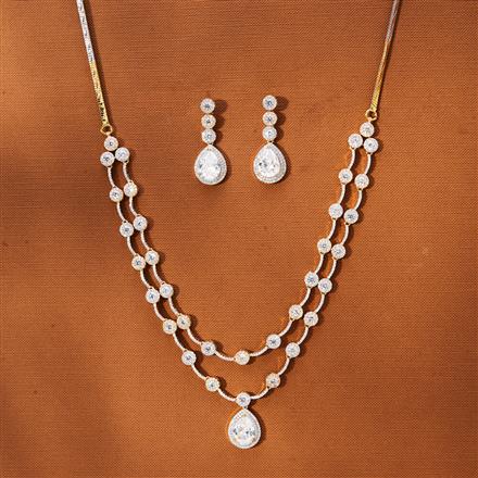 American Diamond Classic Necklace With 2 Tone Plating