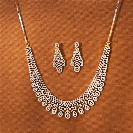 American Diamond Classic Necklace With 2 Tone Plating