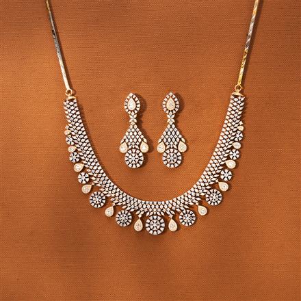 American Diamond Classic Necklace With 2 Tone Rhodium Plating