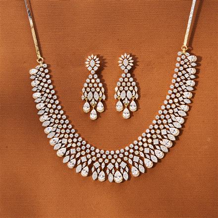 American Diamond Classic Necklace With 2 Tone Plating