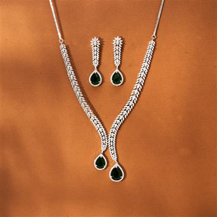American Diamond Classic Necklace With Rhodium Plating
