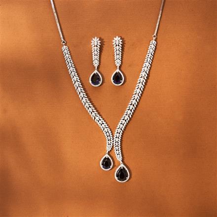 American Diamond Classic Necklace With Rhodium Plating
