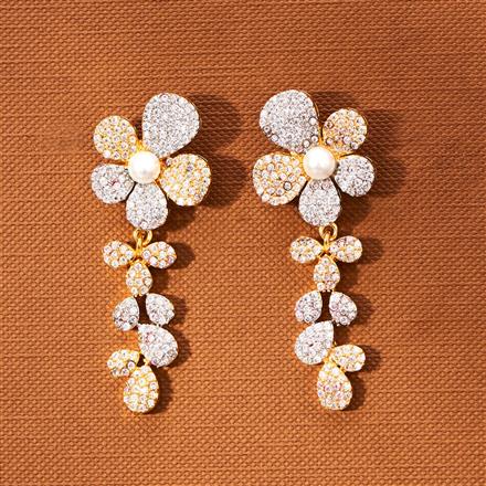 American Diamond Classic Earring With 2 Tone Rhodium Plating