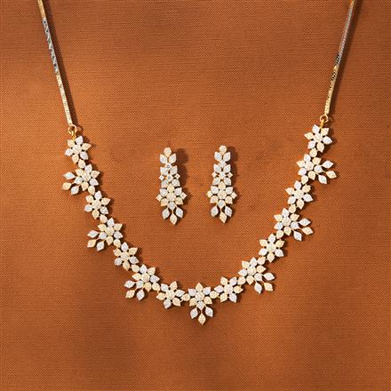 American Diamond Classic Necklace With 2 Tone Plating