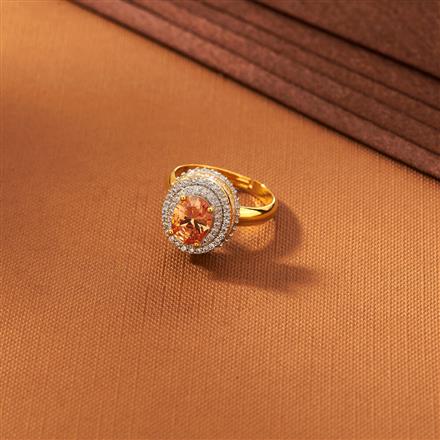 American Diamond Adjustable Ring With 2 Tone Plating