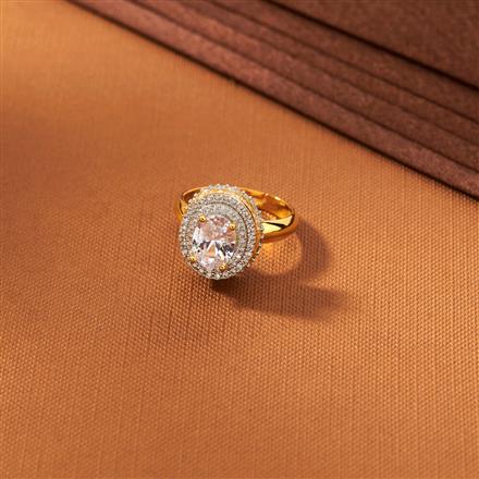 American Diamond Adjustable Ring With 2 Tone Plating