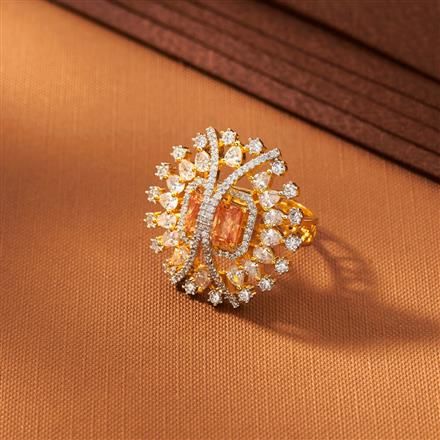 American Diamond Adjustable Ring With 2 Tone Plating