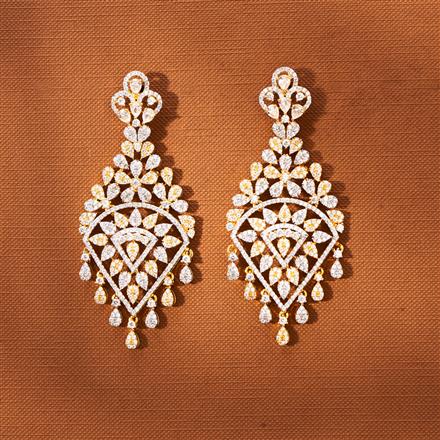American Diamond Classic Earring With 2 Tone Rhodium Plating
