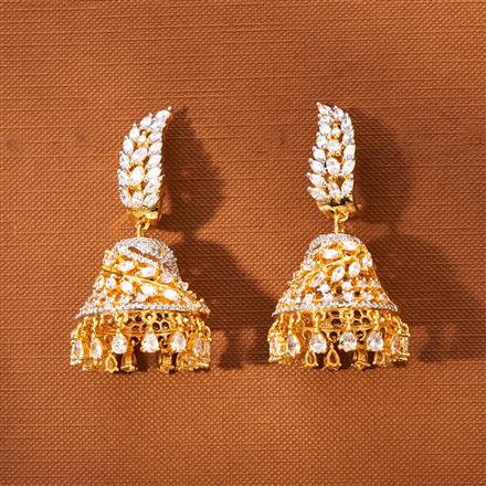 American Diamond Classic Jhumki With 2 Tone Rhodium Plating