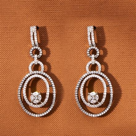 American Diamond Classic Earring With Black 2 Tone Rhodium plating