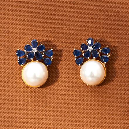 American Diamond Short Earring With 2 Tone Plating