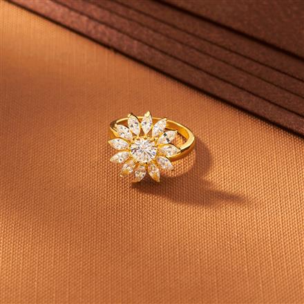American Diamond Adjustable Ring With Gold Plating