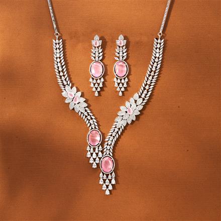 Cz Classic Necklace With Rhodium Plating