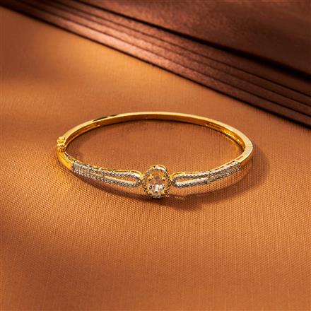 American Diamond Delicate Kada With 2 Tone Plating