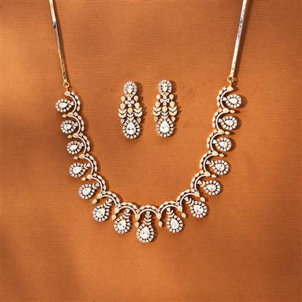 American Diamond Classic Necklace With 2 Tone Plating
