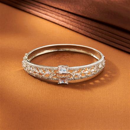 American Diamond Openable Kada With Rhodium Plating