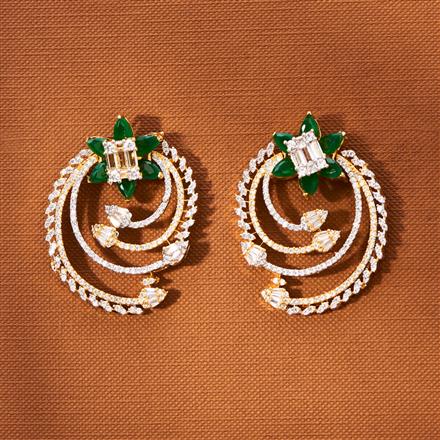 American Diamond Classic Earring With 2 Tone Plating