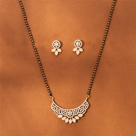 American Diamond Tanmaniya Mangalsutra With 2 Tone Rhodium Plating