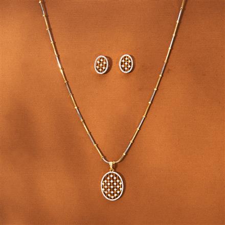 American Diamond Classic Pendant Set With 2 Tone Plating