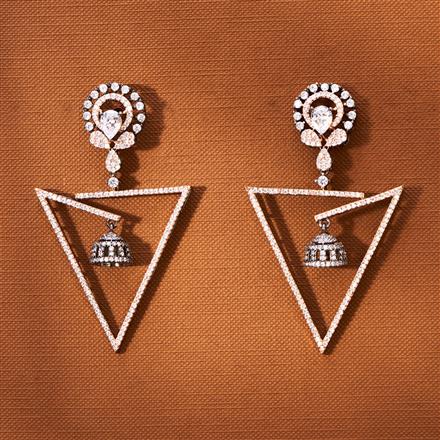 American Diamond Classic Earring With 2 Tone Black Rose Rhodium Plating