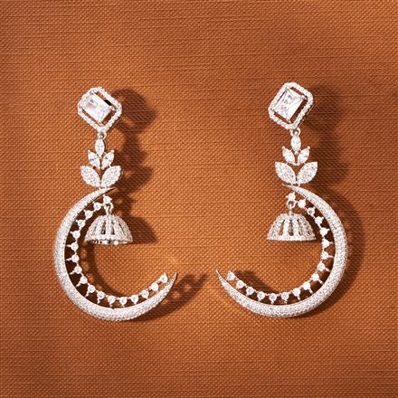 American Diamond Classic Earring With 2 Tone Black Rose Rhodium Plating