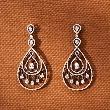 American Diamond Classic Earring With 2 Tone Black Rose Rhodium Plating