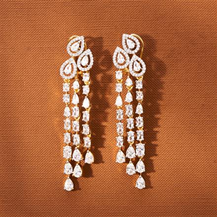 American Diamond Classic Earring With 2 Tone Rhodium Plating