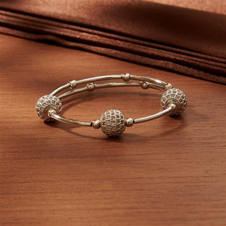 Cubic Zirconia Delicate Kada With Rhodium Gold Plating