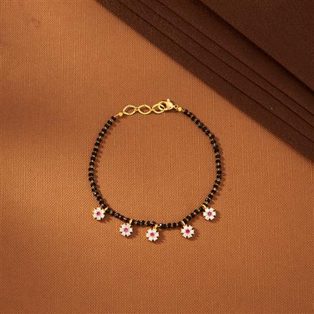 American Diamond Hand Mangalsutra Bracelet With Gold Plating