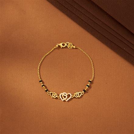 American Diamond Hand Mangalsutra Bracelet With Gold Plating