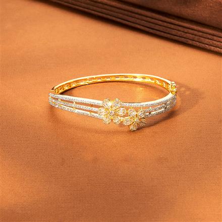Cz Delicate Kada With Rhodium 2 Tone Plating