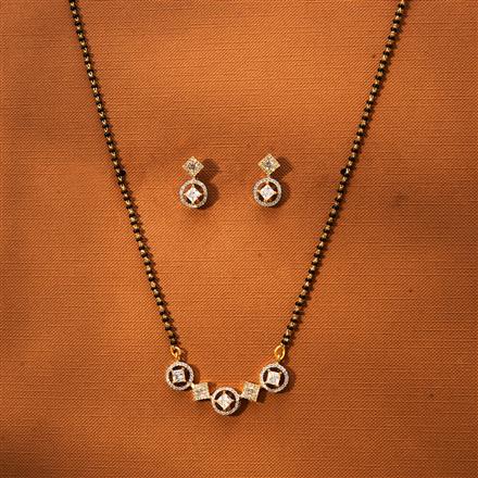 Cz Tanmaniya Mangalsutra With Rhodium 2 Tone Plating