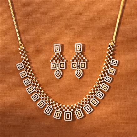Cz Classic Necklace With Rhodium 2 Tone Plating