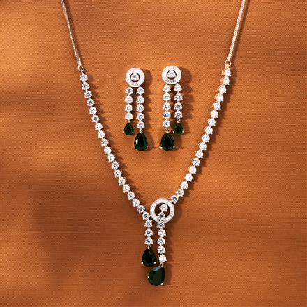 Cz Classic Necklace With Rhodium Plating